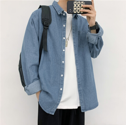 シャツ メンズ 春の定番メンズデニムシャツ長袖カジュアルトップス