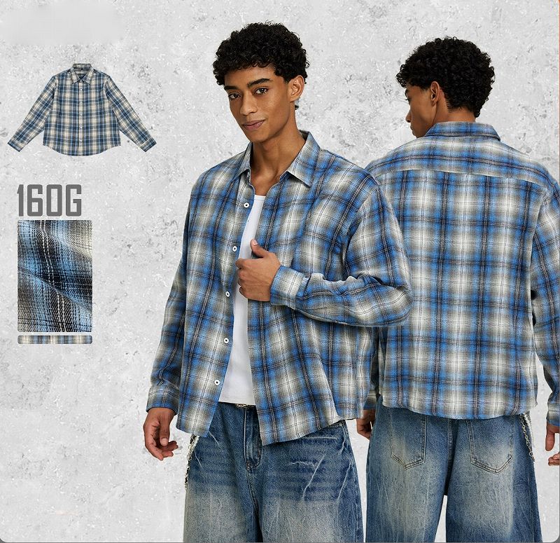 メンズ シャツ チェック柄長袖シャツ男女兼用ストリート系春秋新作