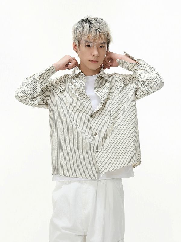 メンズ シャツ メンズ ストライプ柄シャツ 春秋新作