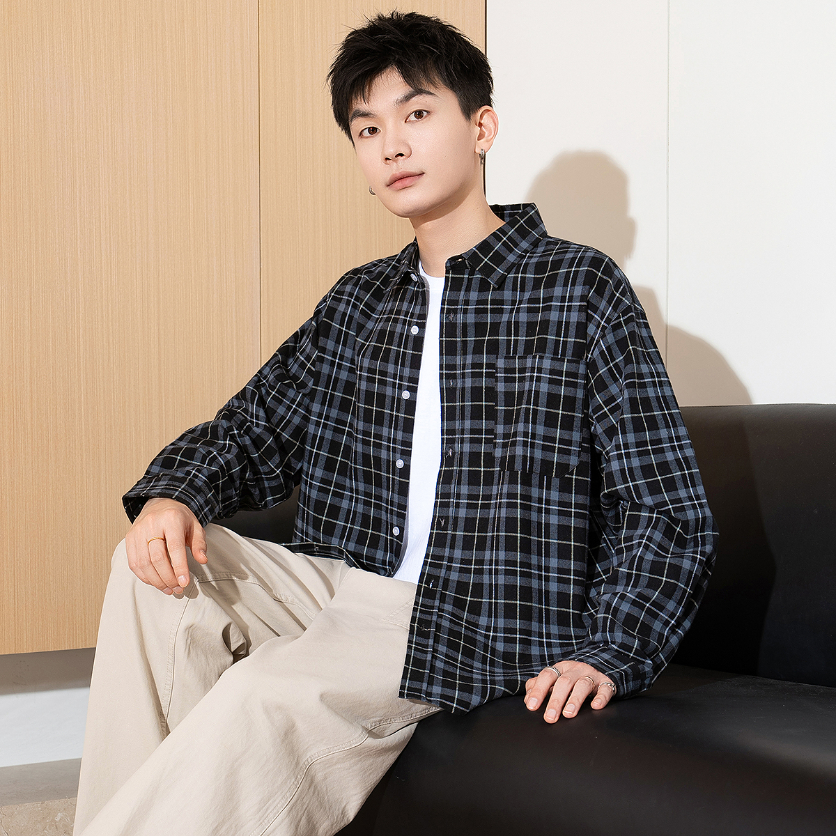 シャツ メンズ チェックシャツ クラシック格子柄オーバーシャツ