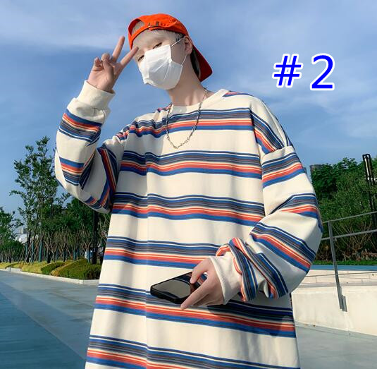 メンズ シャツ 秋冬メンズ長袖ボーダー柄シャツ