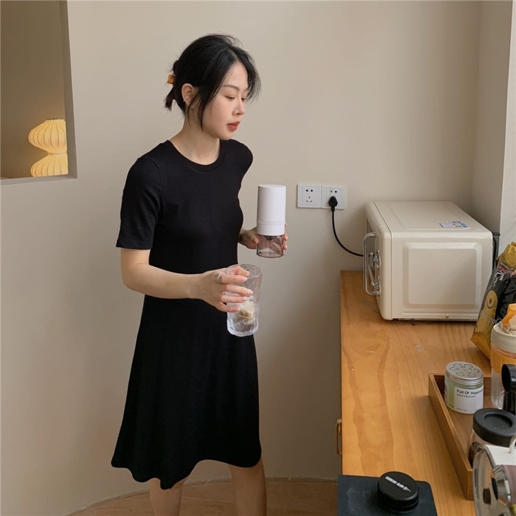 コットン素材ゆったりロング丈シャツワンピース