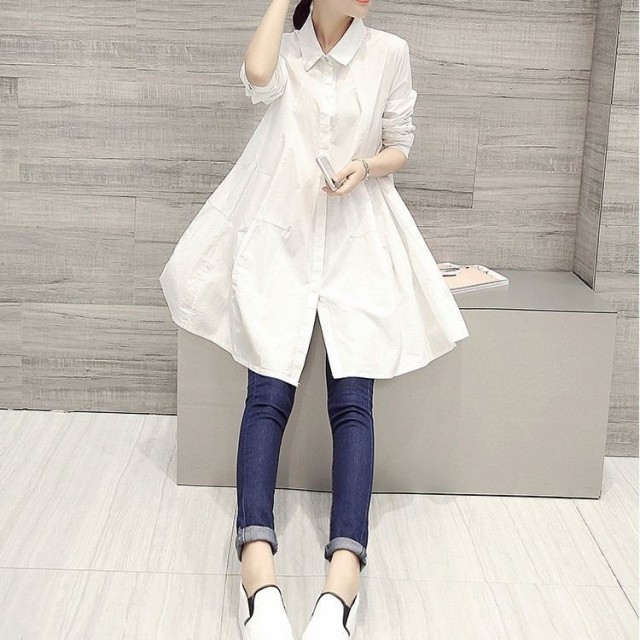 春秋冬対応シャツワンピース長袖