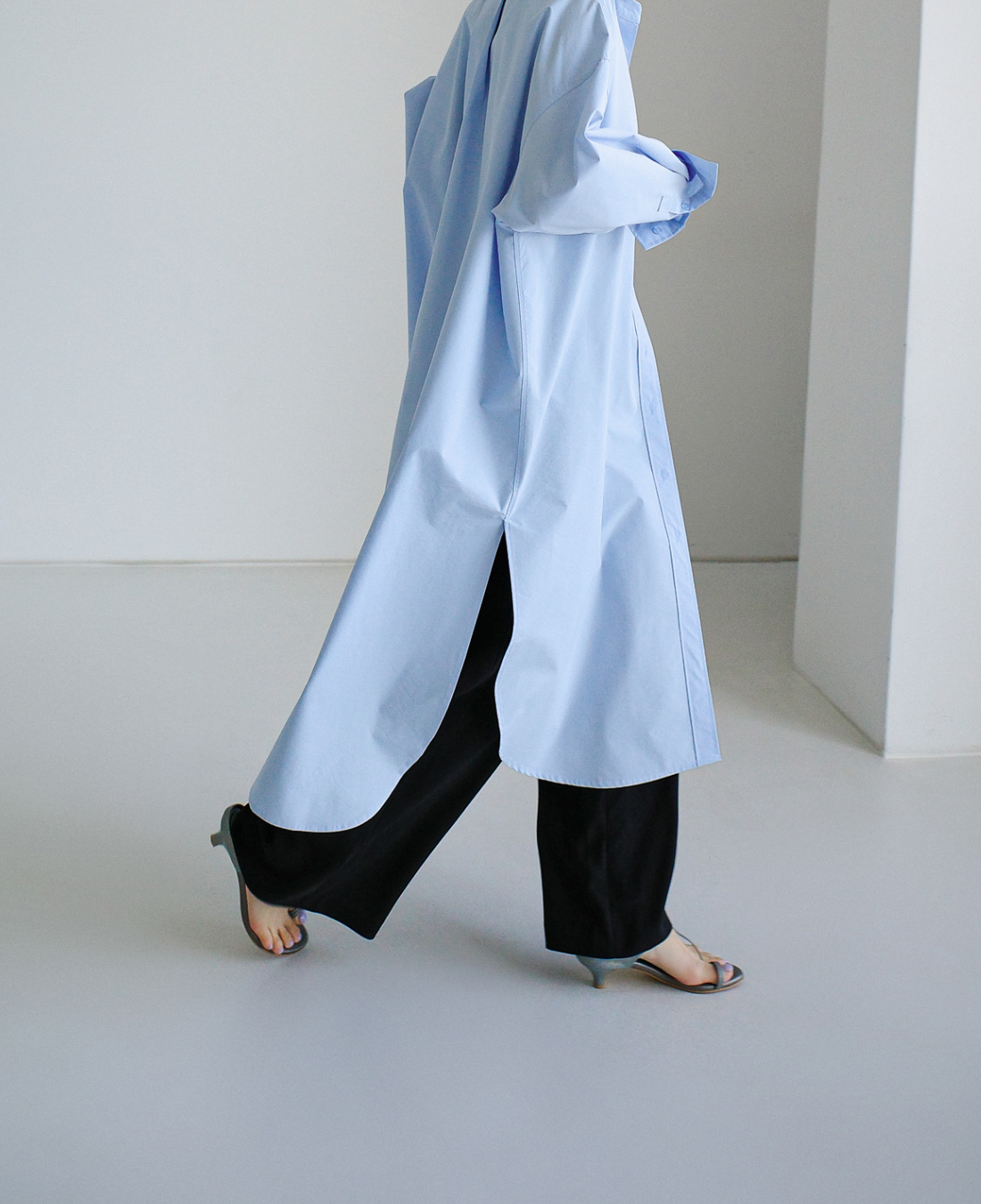 シャツワンピースゆったりオーバーサイズロングワンピース