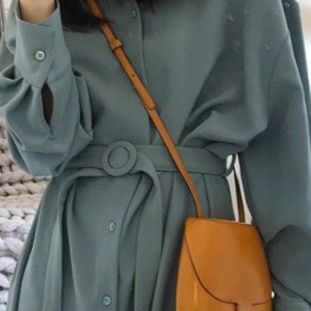 ベルト付きロングシャツワンピース