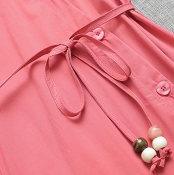  ウエストリボン付き七分袖シャツワンピース