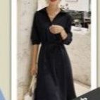 コットン素材シャツワンピース マキシ丈大人スタイル