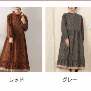 花柄長袖シャツワンピース その他ロング丈