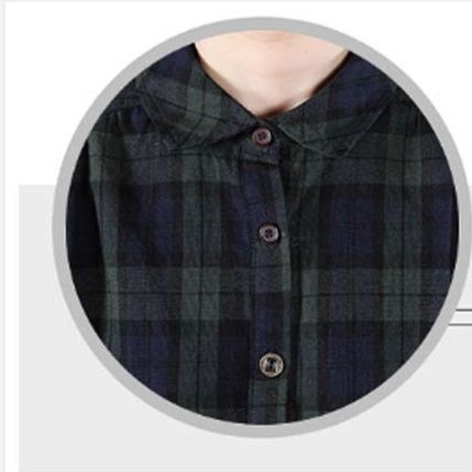 コットンチェック柄シャツワンピース長袖