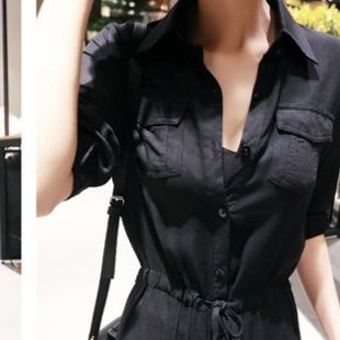 コットン素材シンプルシャツワンピース