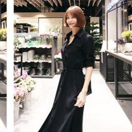 コットン素材シンプルシャツワンピース