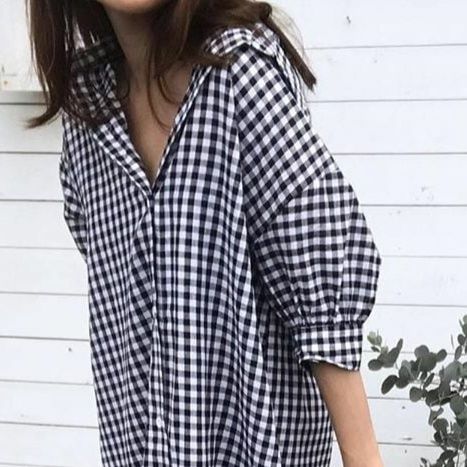 シャツワンピースチェック柄 ロング丈ワンピース