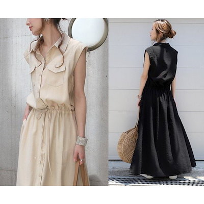  シャツワンピース レディース ノースリーブ