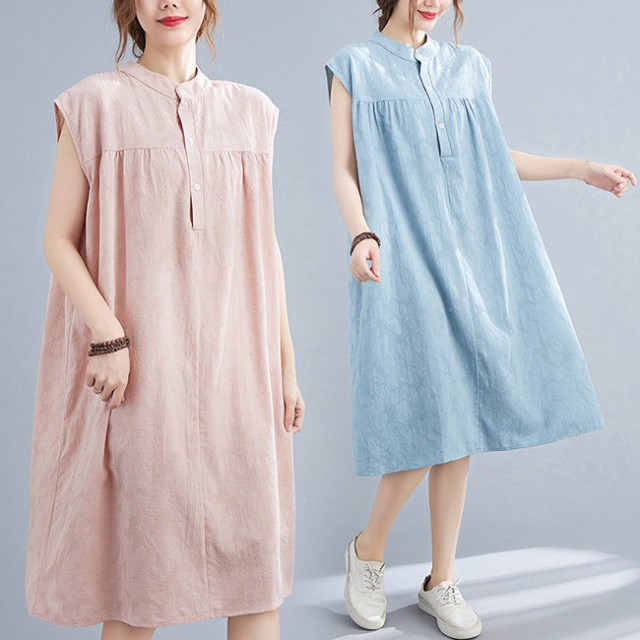 ノースリーブシャツワンピース