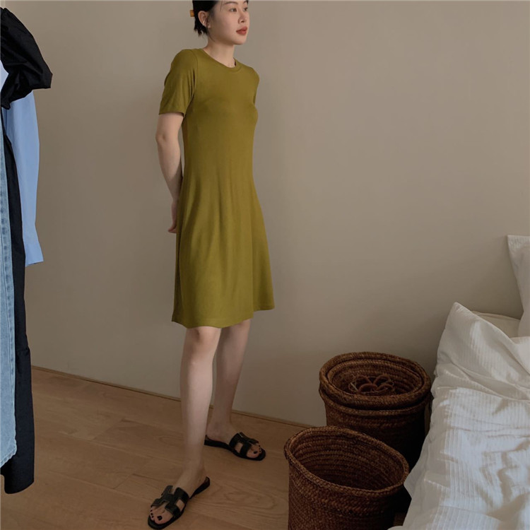 コットン素材ゆったりロング丈シャツワンピース