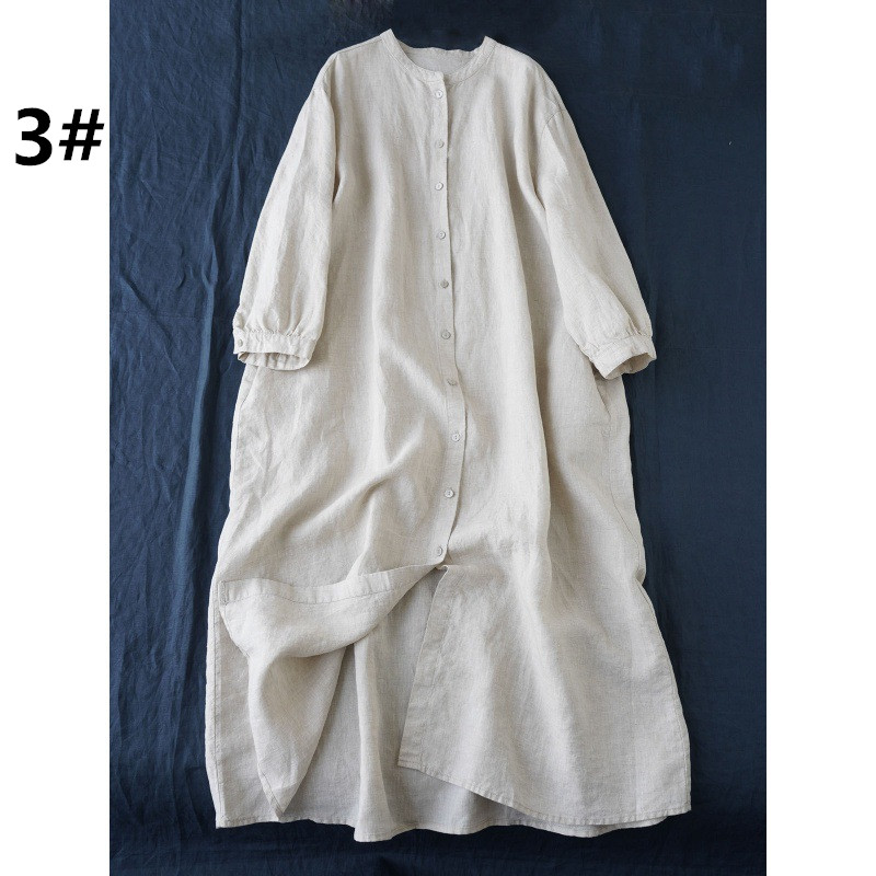 コットン シャツワンピース ロング丈 長袖 ゆったり おしゃれ