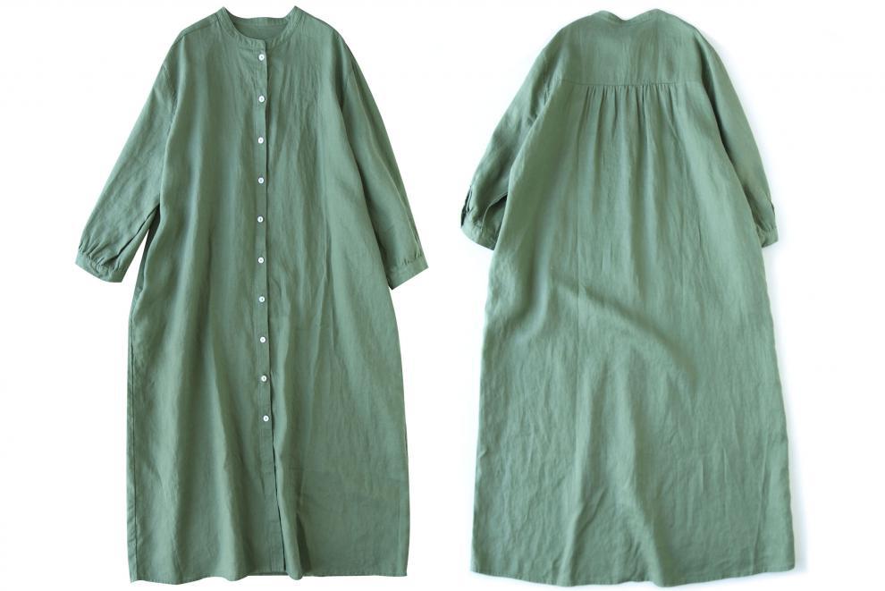 コットン シャツワンピース ロング丈 長袖 ゆったり おしゃれ