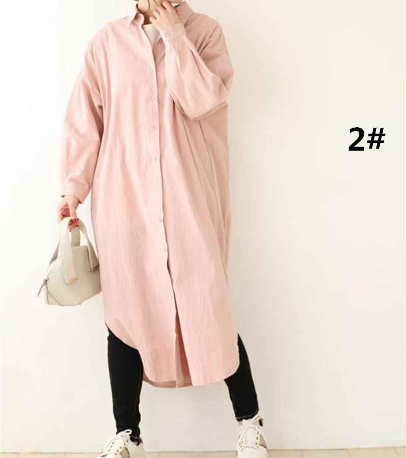 コットン素材シャツワンピース 体型カバー羽織り二通り着用可能