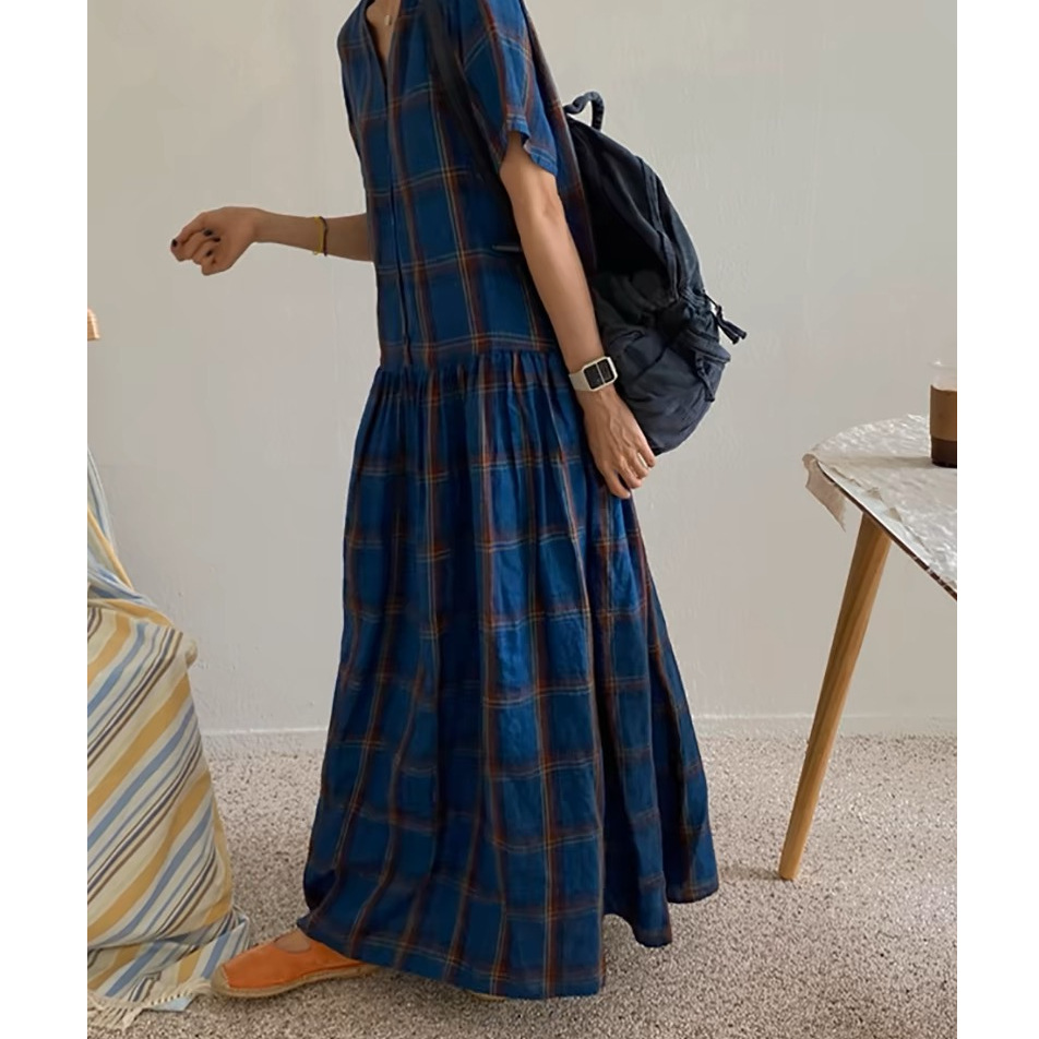 シャツワンピース 格子柄ティアードシャツワンピース