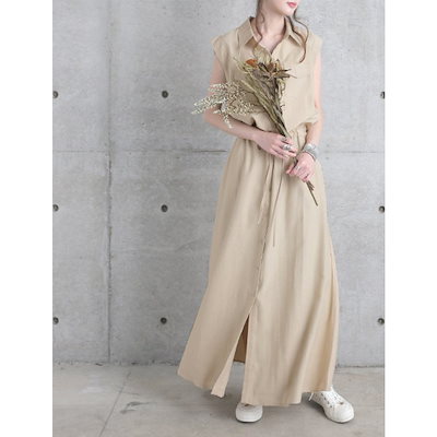  シャツワンピース レディース ノースリーブ