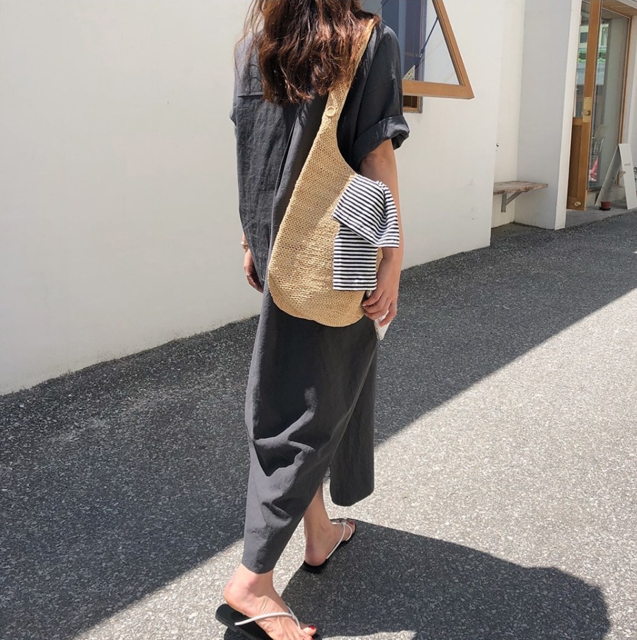 シャツワンピース ロング丈 半袖ワンピース