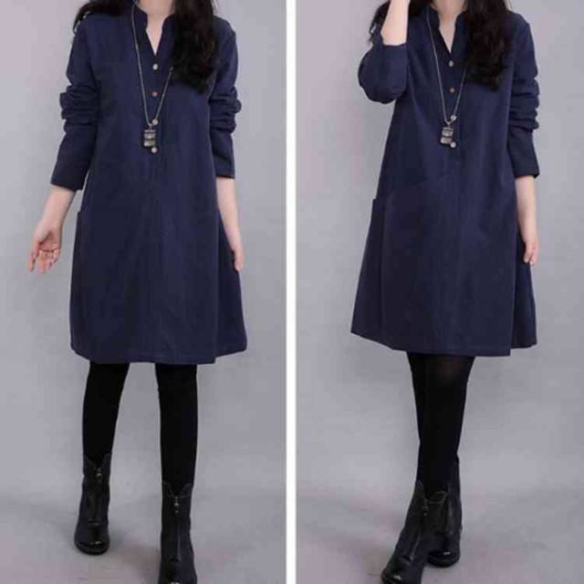 膝丈長袖シャツワンピース その他カジュアル