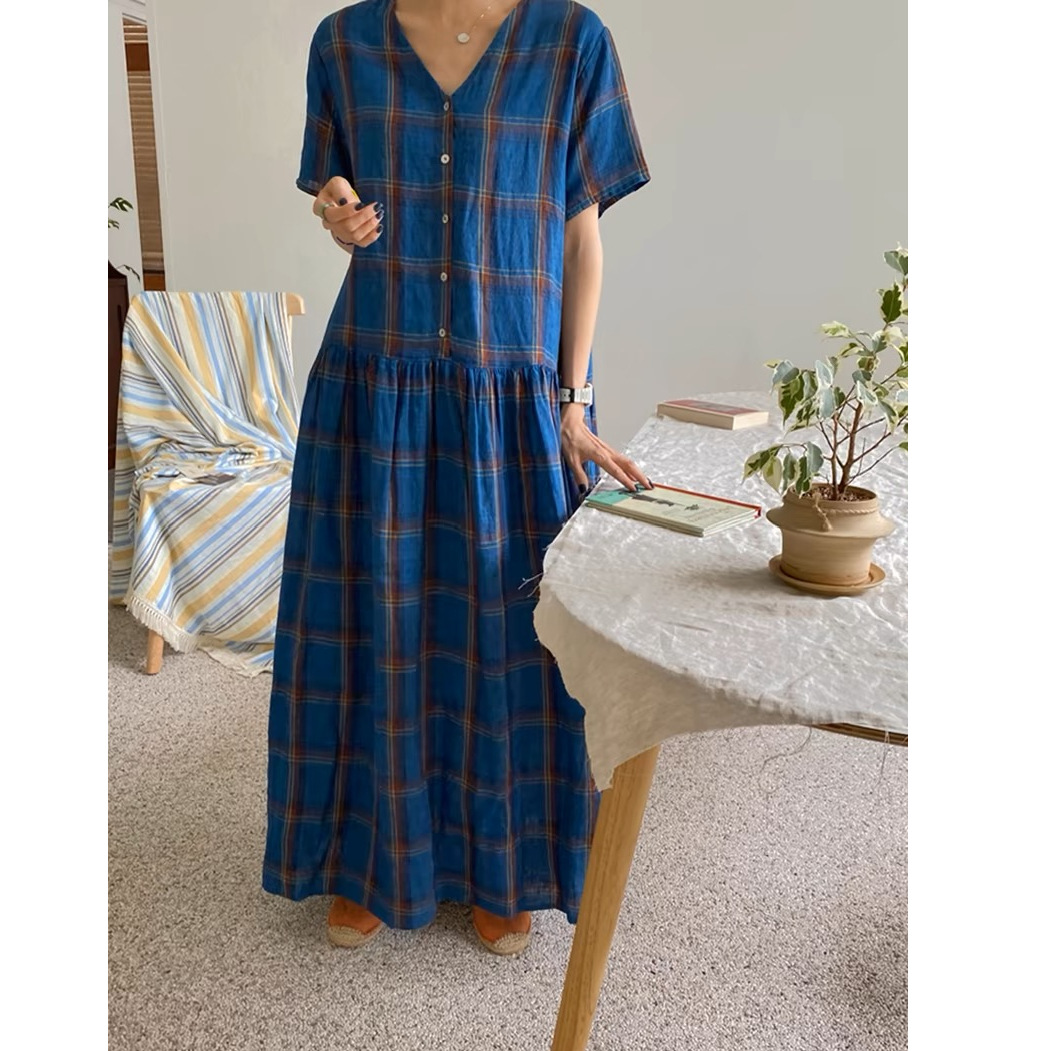 シャツワンピース 格子柄ティアードシャツワンピース