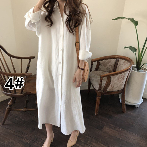 コットン素材シャツワンピース 体型カバー羽織り二通り着用可能