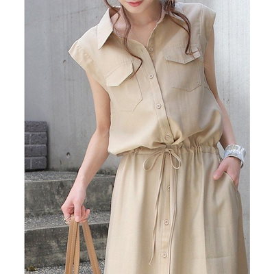  シャツワンピース レディース ノースリーブ