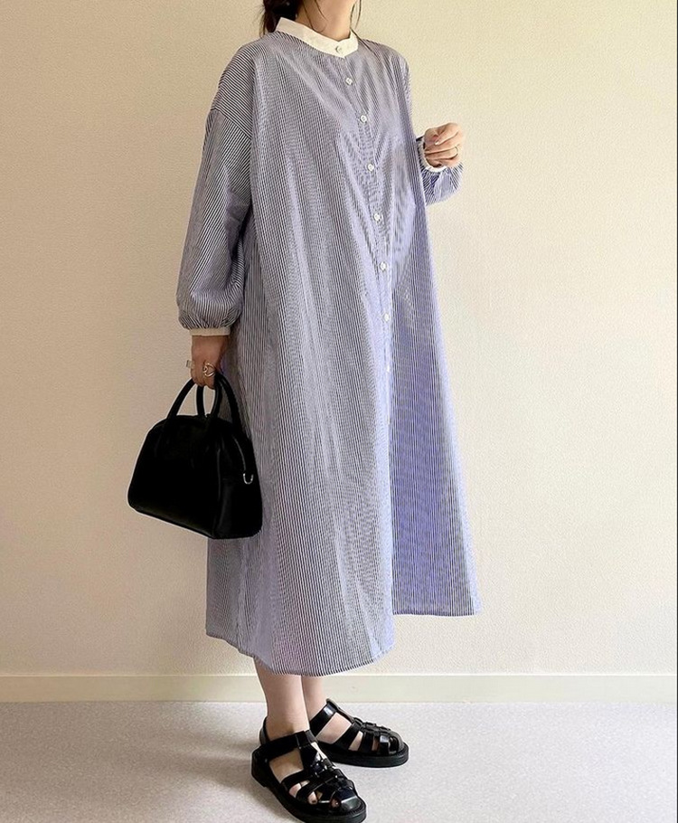 シャツワンピース一枚で二役ロングワンピース