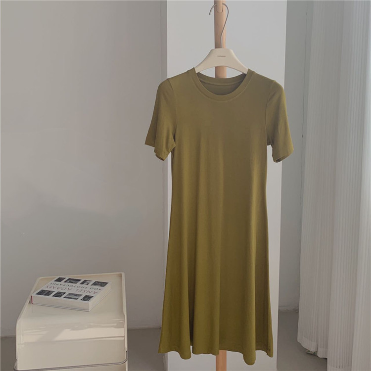 コットン素材ゆったりロング丈シャツワンピース