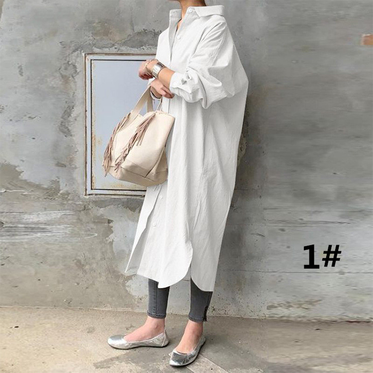 2026年新作 コットン シャツワンピース 長袖 ゆったり 大人女子
