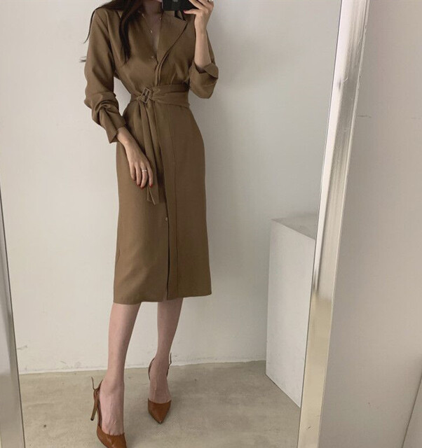 コットンシャツワンピースレディース長袖