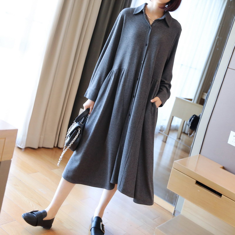  ゆったりシルエット長袖シャツワンピース