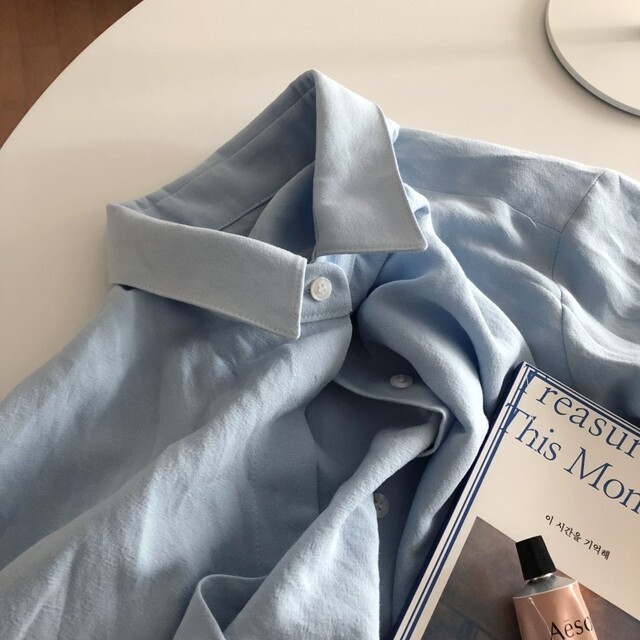 シアー素材シャツワンピース長袖女性用ロング丈