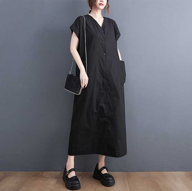 コットン シャツワンピース レディース ロング丈 半袖