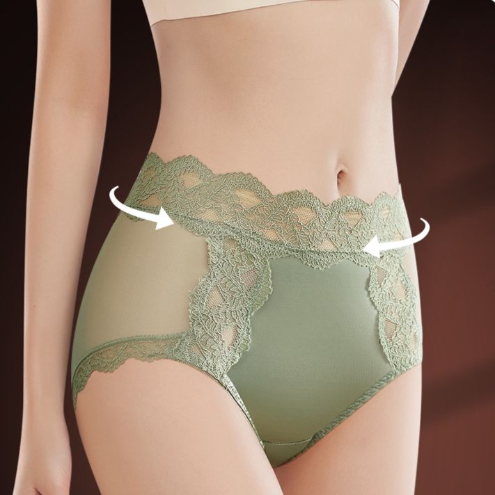 ショーツ 繊細花柄刺繍ハイウエスト補正ショーツ