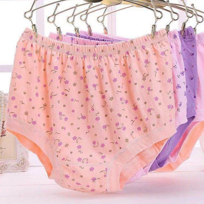 ショーツ 花柄プリント綿混素材ハイウエストショーツ