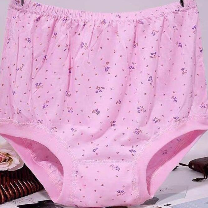 ショーツ 花柄プリント綿混素材ハイウエストショーツ