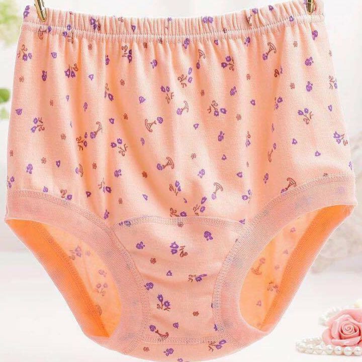 ショーツ 花柄プリント綿混素材ハイウエストショーツ