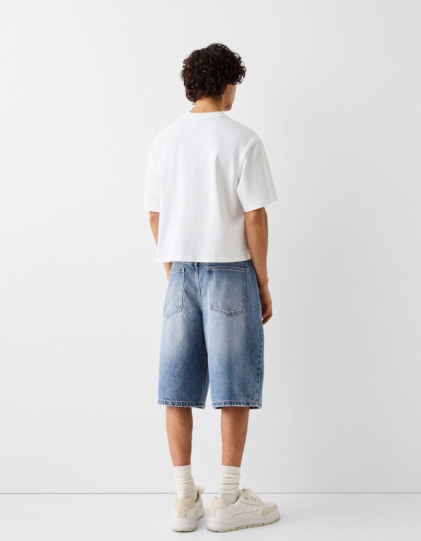 ショートパンツ ゆったりシルエットデニムハーフパンツ