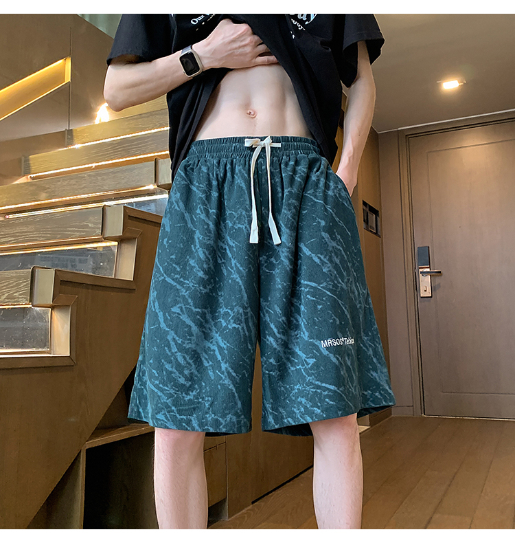 ショートパンツ 大理石柄リラックスショートパンツ