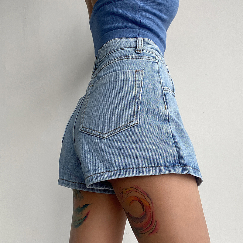 ショートパンツ 巻きスカート風デニムミニスカート