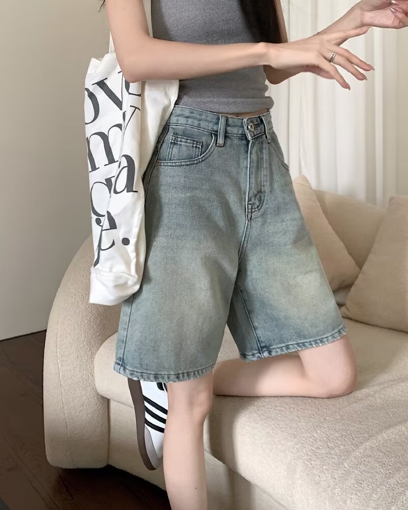 ショートパンツ ゆったりハーフデニムパンツ