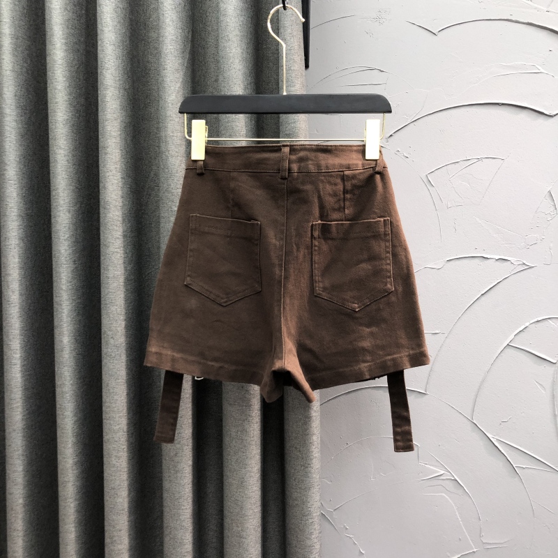 ショートパンツ デザインジッパー付きミニスカート風ショートパンツ
