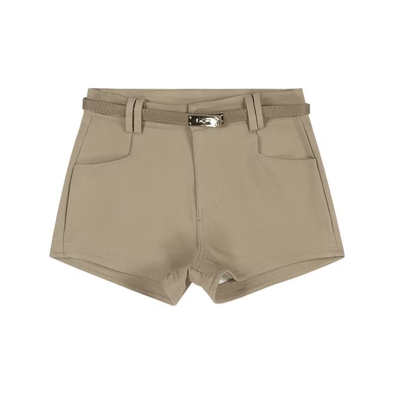 ベルト付きハイウエストショートパンツ