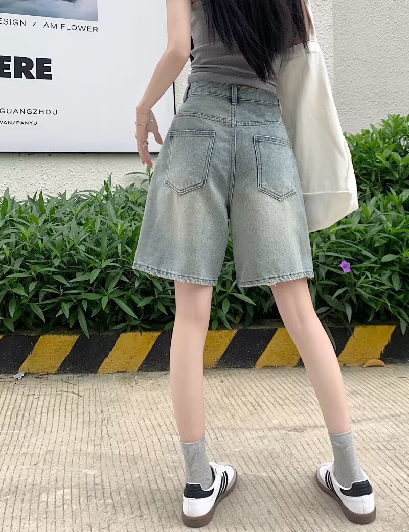 ショートパンツ ゆったりハーフデニムパンツ