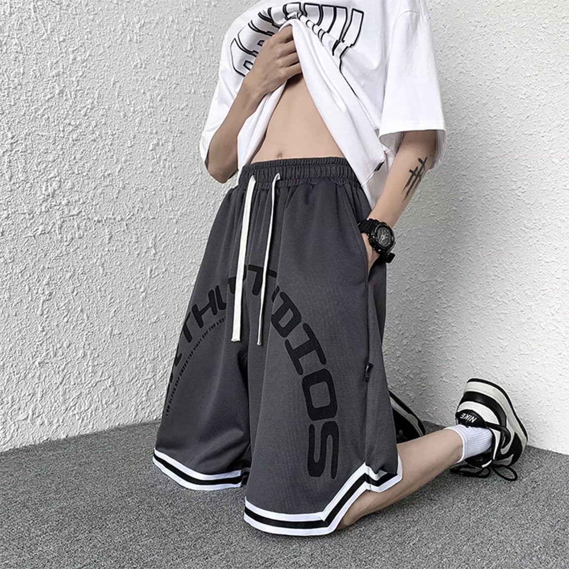 ショートパンツ アーバンストリート風バスケットパンツ