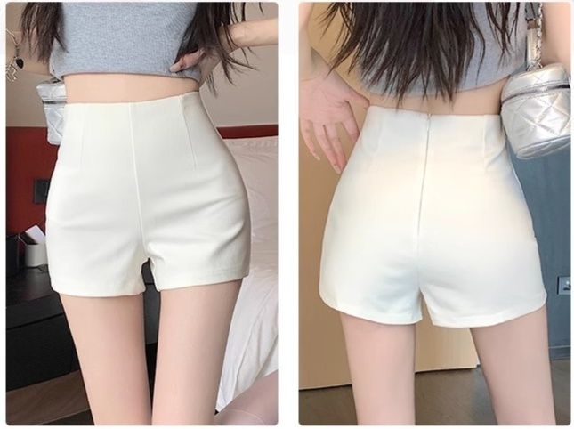 ショートパンツレディースハイウエストすっきりシルエット
