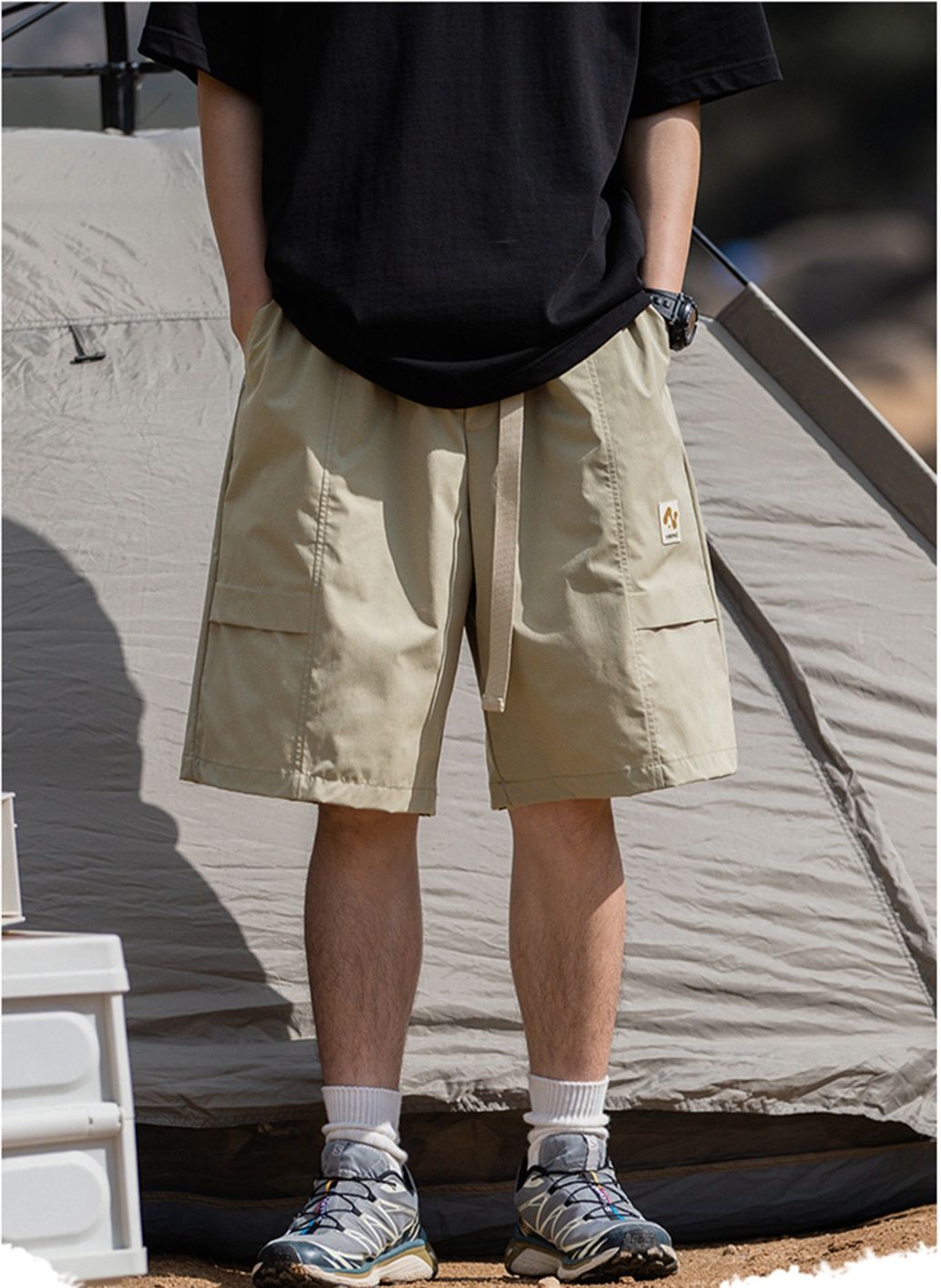 ショートパンツメンズアウトドア風カーゴポケット付き